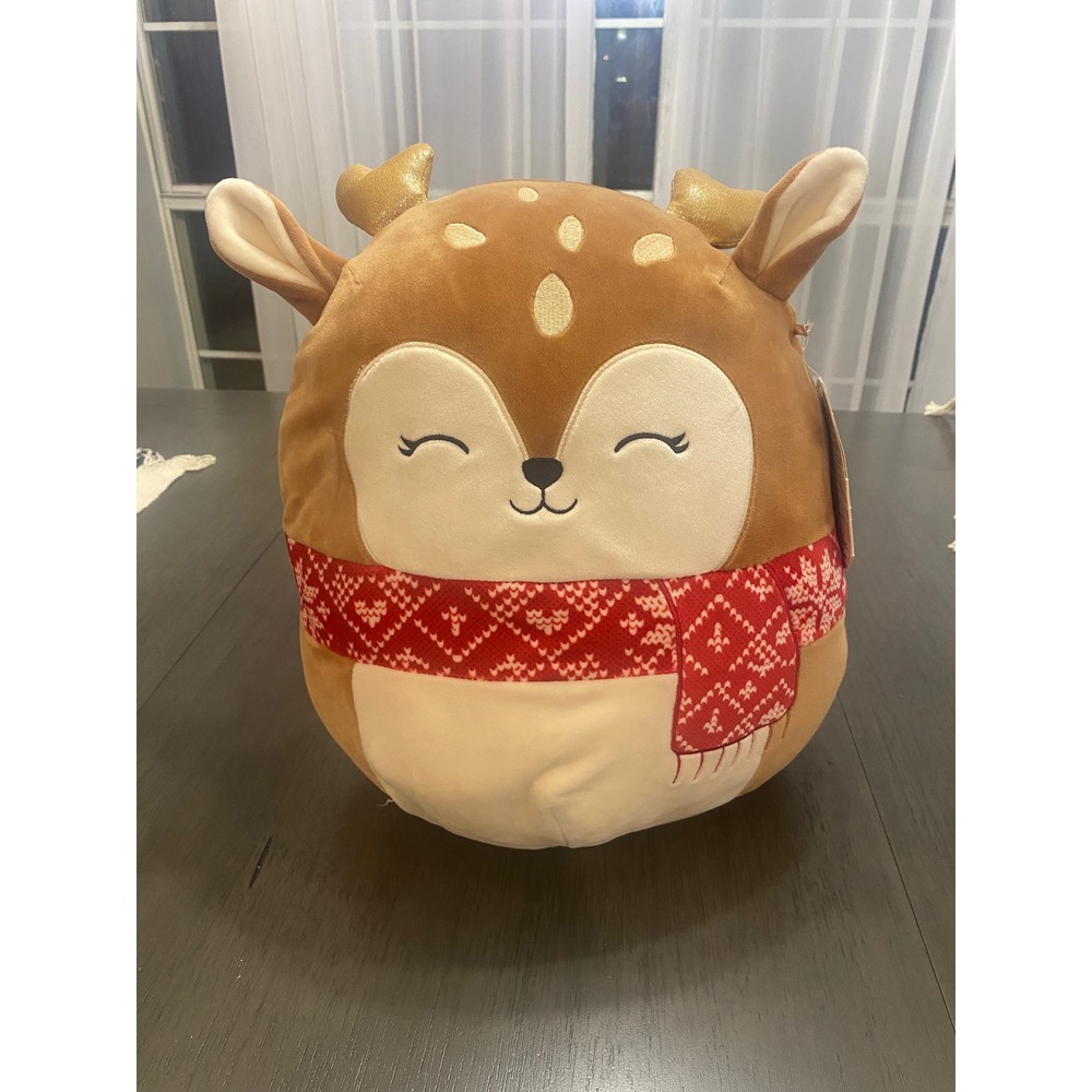 Squishmallows Dawn the Reindeer Fawn Holiday Scarf Plush Toy 12 In RETIRED